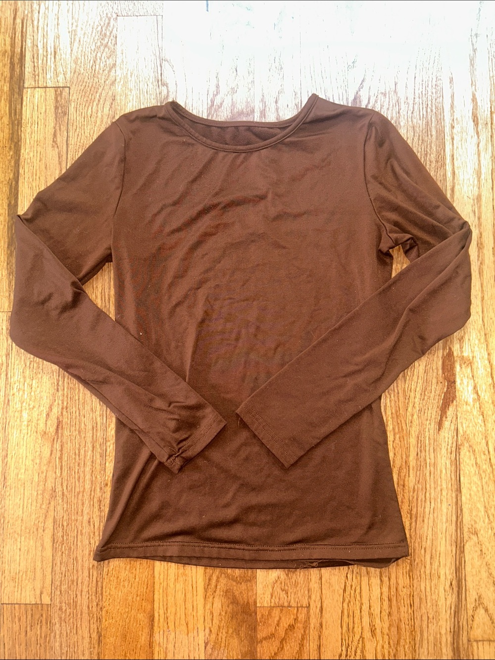 Classic Brown Long-Sleeve Stretchy Women's Top MD